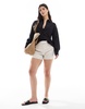 ASOS DESIGN linen blend shirt in black