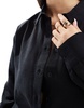 ASOS DESIGN linen blend shirt in black