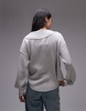 Free People stitch detail relaxed waffle henley sweatshirt in heather gray