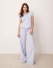 ASOS DESIGN lounge peter pan collar pajama blouse in blue stripe - part of a set