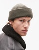 AllSaints merino wool fisherman beanie in green