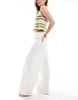 Bershka ultra wide leg jeans in white
