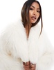 Aria Cove longline oversized faux fur coat in cream