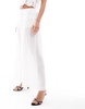 Bershka wide leg linen look pants in white