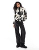 ONLY button down borg fleece in cow print
