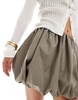 ASOS DESIGN cotton bubble mini skirt in khaki