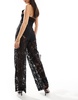 ASOS DESIGN wide leg pants with lace detail in black