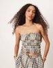 Brave Soul shirred bandeau top in plaid design - part of a set