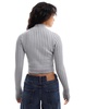 Bershka zip up ribbed sweater in gray