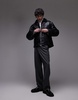 Topman faux leather shearling jacket with pocket detail in black