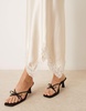 Miss Selfridge satin maxi dress with lace insert in ivory