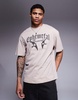 ADPT oversized T-shirt with birds chest print in cream