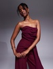 ASOS DESIGN bandeau chiffon bodice tailored pants jumpsuit in burgundy