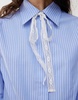 Reclaimed Vintage fitted shirt with lace tie detail in blue pinstripe