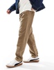 Jack & Jones loose fit drawstring cord pants in tan