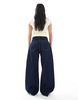 Bershka Petite clean wide leg jeans in authentic dark blue