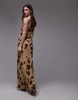 Topshop built up double layered cowl neck maxi dress in buttermilk floral