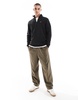 Tommy Jeans 1/4 zip mock neck fleece in black
