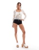 ASOS DESIGN lace and chiffon mix milkmaid blouse in ivory