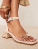 ASOS DESIGN Wide Fit Hopefully block heeled mid sandals in clear and natural