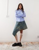 Reclaimed Vintage fitted shirt with lace tie detail in blue pinstripe
