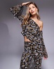 ASOS LUXE embellished off shoulder top with drop pearls in black - part of a set