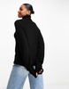 Pieces roll neck sweater in black