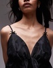 Topshop floral jacquard babydoll top in black