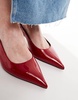 ASOS DESIGN Wide Fit Stroll slingback mid heeled shoes in red