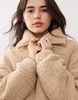 Miss Selfridge teddy zip up long sleeve top in light camel