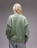 Topshop knit fluffy ribbed detail exposed seam crew oversized sweater in light green