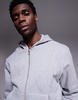 ASOS DESIGN premium heavyweight boxy oversized zip through hoodie 400gsm in gray heather