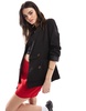 Miss Selfridge oversized double breasted blazer in black