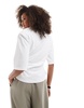 ASOS DESIGN shoulder pad cinched waist T-shirt in white