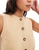 Brave Soul sleeveless knit vest with contrast buttons in camel