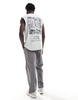 ASOS DESIGN oversized tank top in gray with abstract back print
