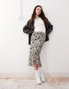 Reclaimed Vintage slinky midi skirt in mini cow print