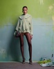 ASOS DESIGN oversized collar blouse with neck tie detail in sage green