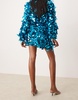 ASOS EDITION embellished 3D sequin mini skirt in teal blue - part of a set