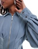 ASOS DESIGN nipped in waist romper with blouson shirt in gray