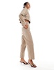 ASOS DESIGN clean front barrel pants in stone - part of a set
