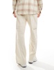 ADPT wide fit pull-on cargo pants in off-white