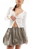 ASOS DESIGN cotton bubble mini skirt in khaki