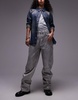AllSaints Mia carpenter wide jeans in coated silver