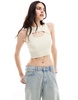 ONLY peekaboo knit crop top in off white