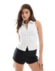 Bershka ruched fitted front top in ecru