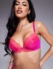Ann Summer Sexy Lace padded plunge bra in coral ombre