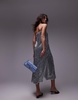 Topshop needle embellished bandeau maxi dress in silver