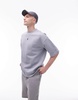 Topman oversized fit short sleeve sweatshirt in washed light gray