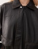 COLLUSION distressed faux leather jacket in brown